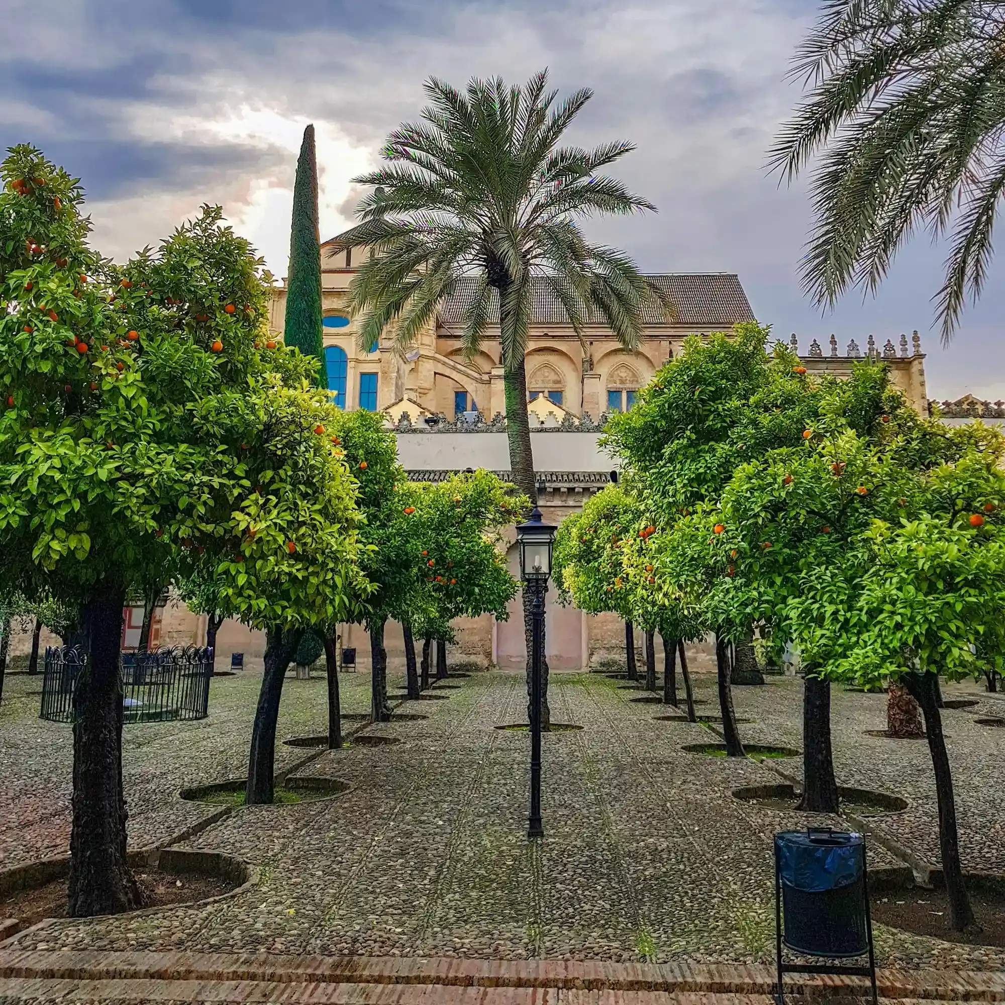 Patio de los Naranjos della Mezquita-Catedral di Córdoba con aranci e palme