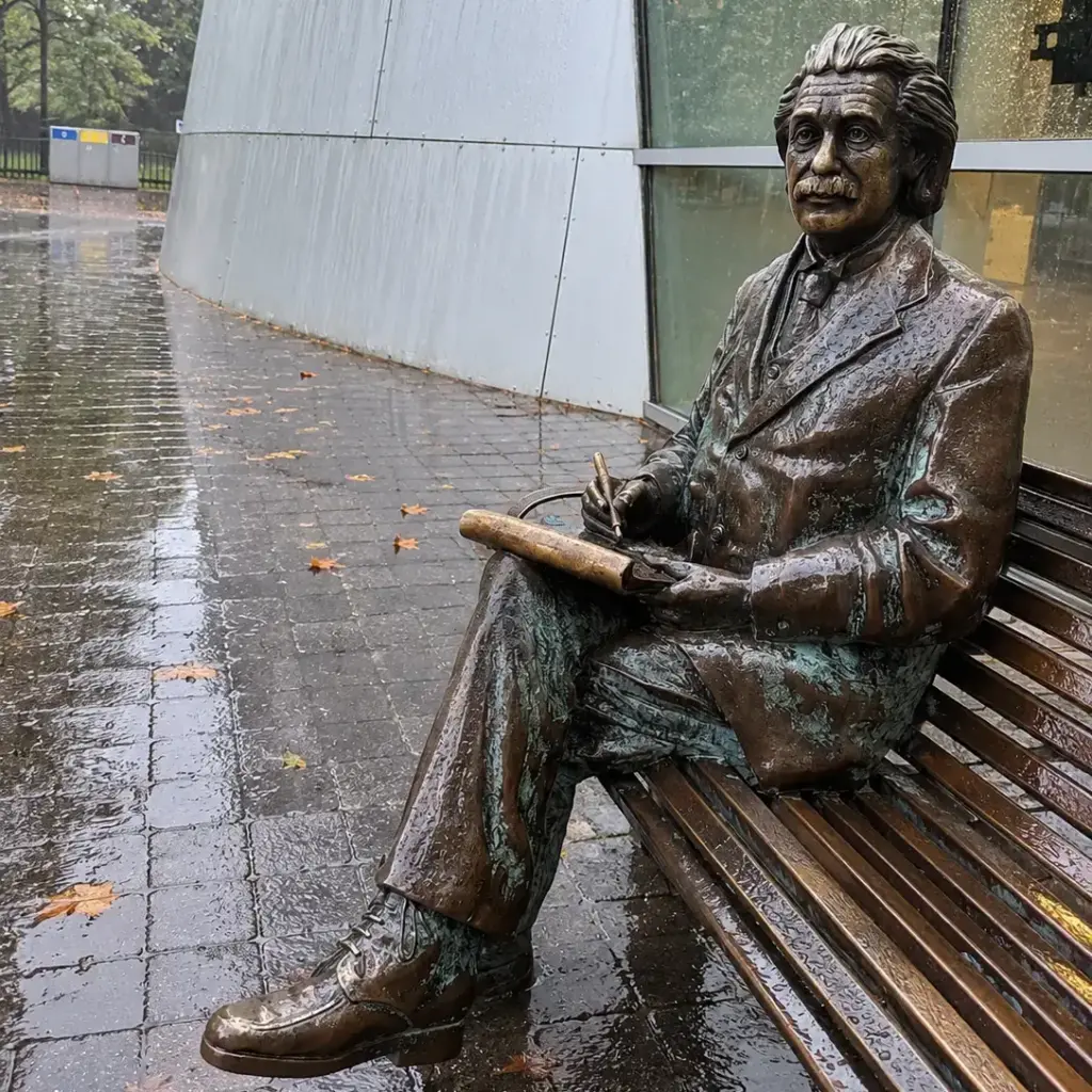 Statua di Albert Einstein davanti all’Eureka! Zientzia Museoa di San Sebastián